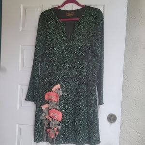 NWT Anthropologie Varun Bahl Calliope Emerald Green Sequined Dress Sz 8 NWOT